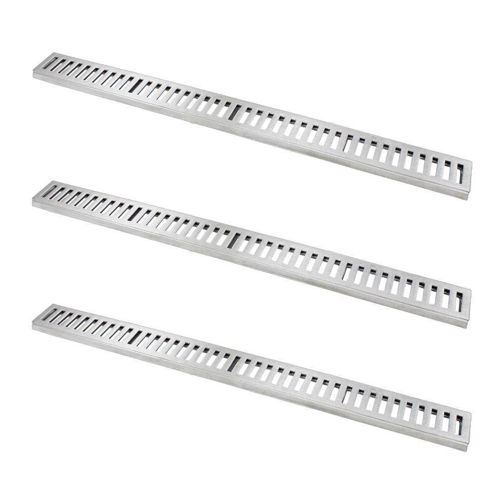 Kit 3 Ralo Grelha Linear Caixilho Alumínio Escovado 10x100cm