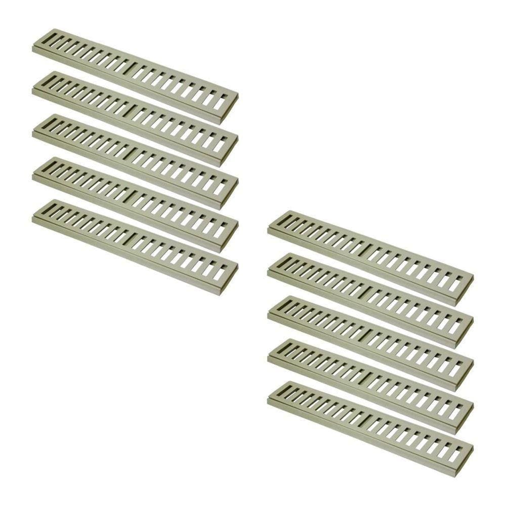 Kit 10 Ralo Grelha Linear Caixilho Em Alumínio Bege 20x50cm