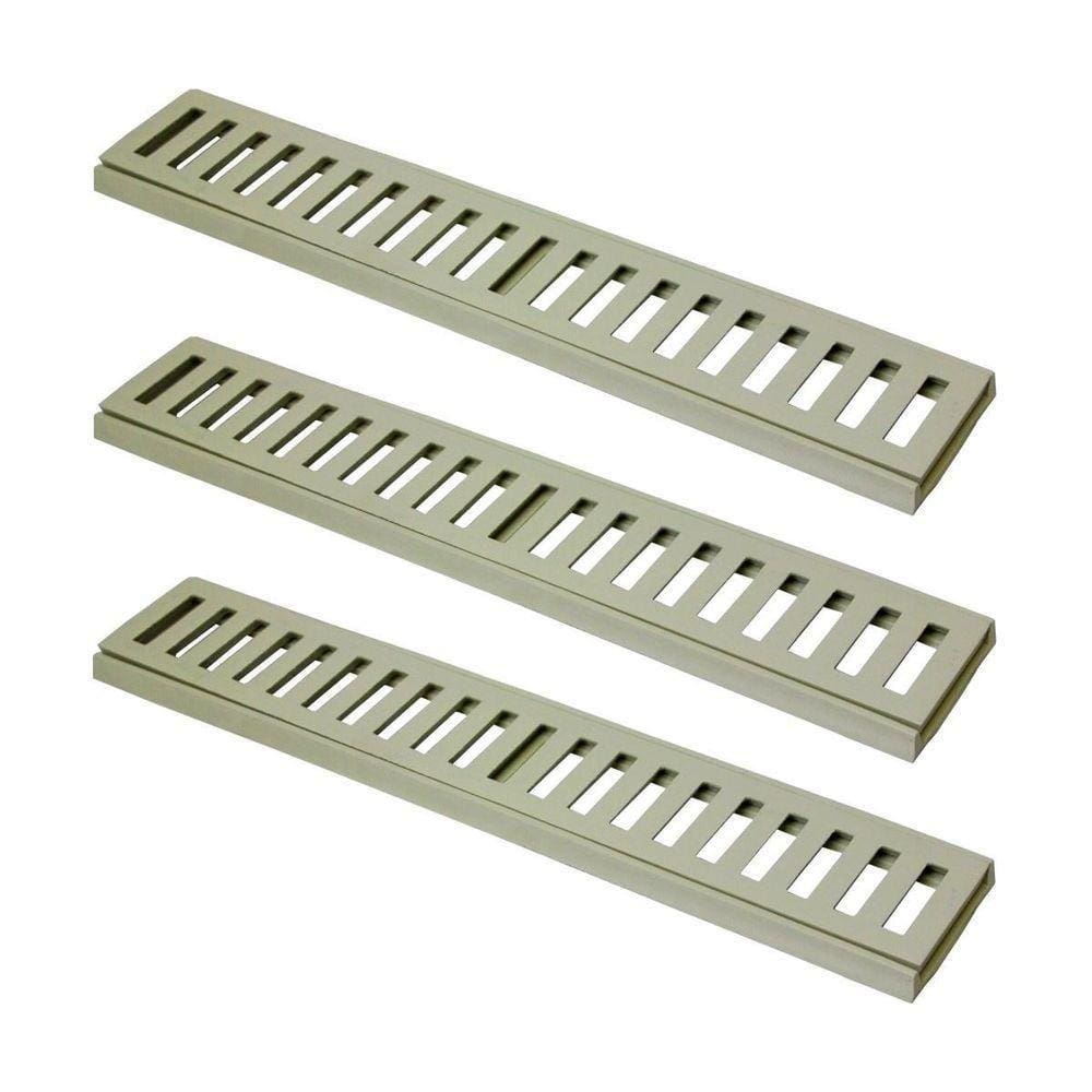 Kit 3 Ralo Grelha Linear Caixilho Em Alumínio Bege 20x50cm