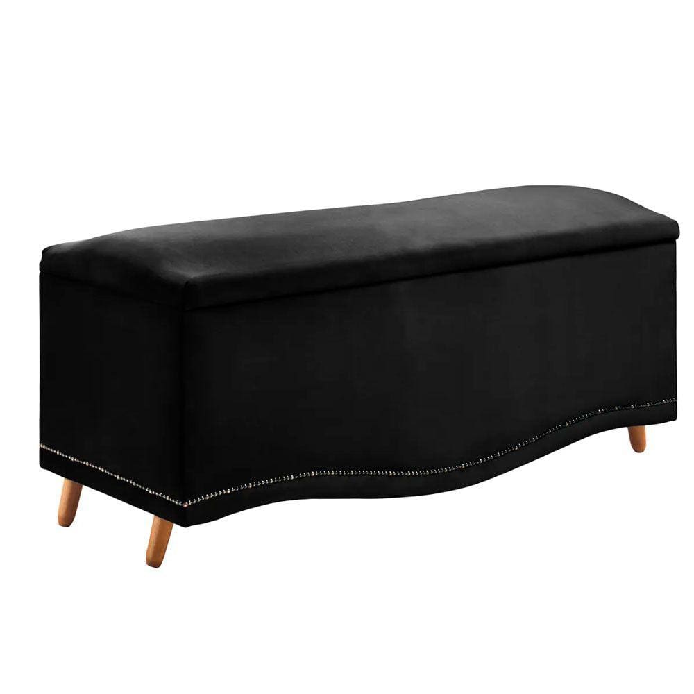 Calçadeira Sapateira Baú Holanda 160cm de Largura Veludo Shop das Cabeceiras