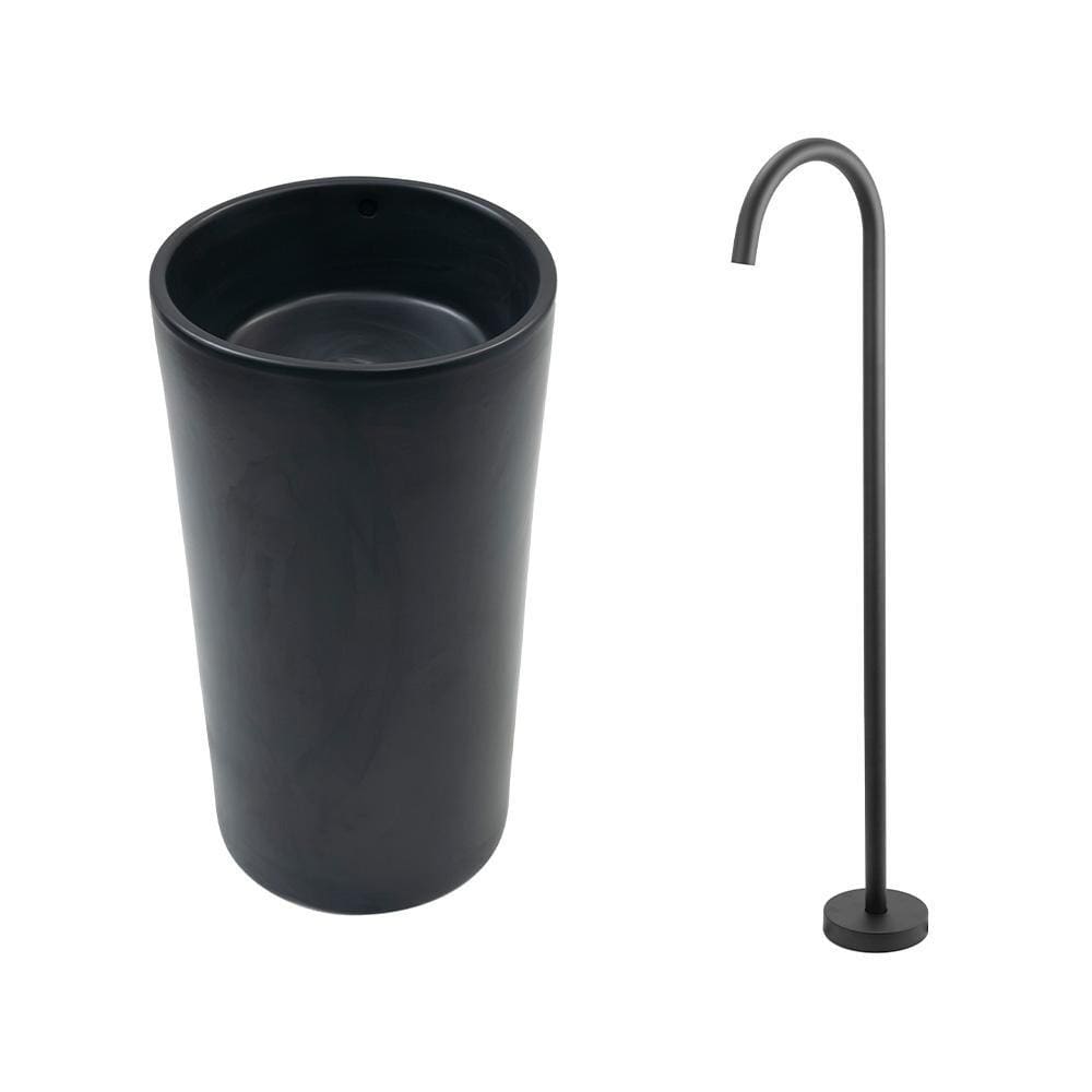 Kit Cuba de Piso para Banheiro Espinélio e Misturador de Piso Timonha - Preto