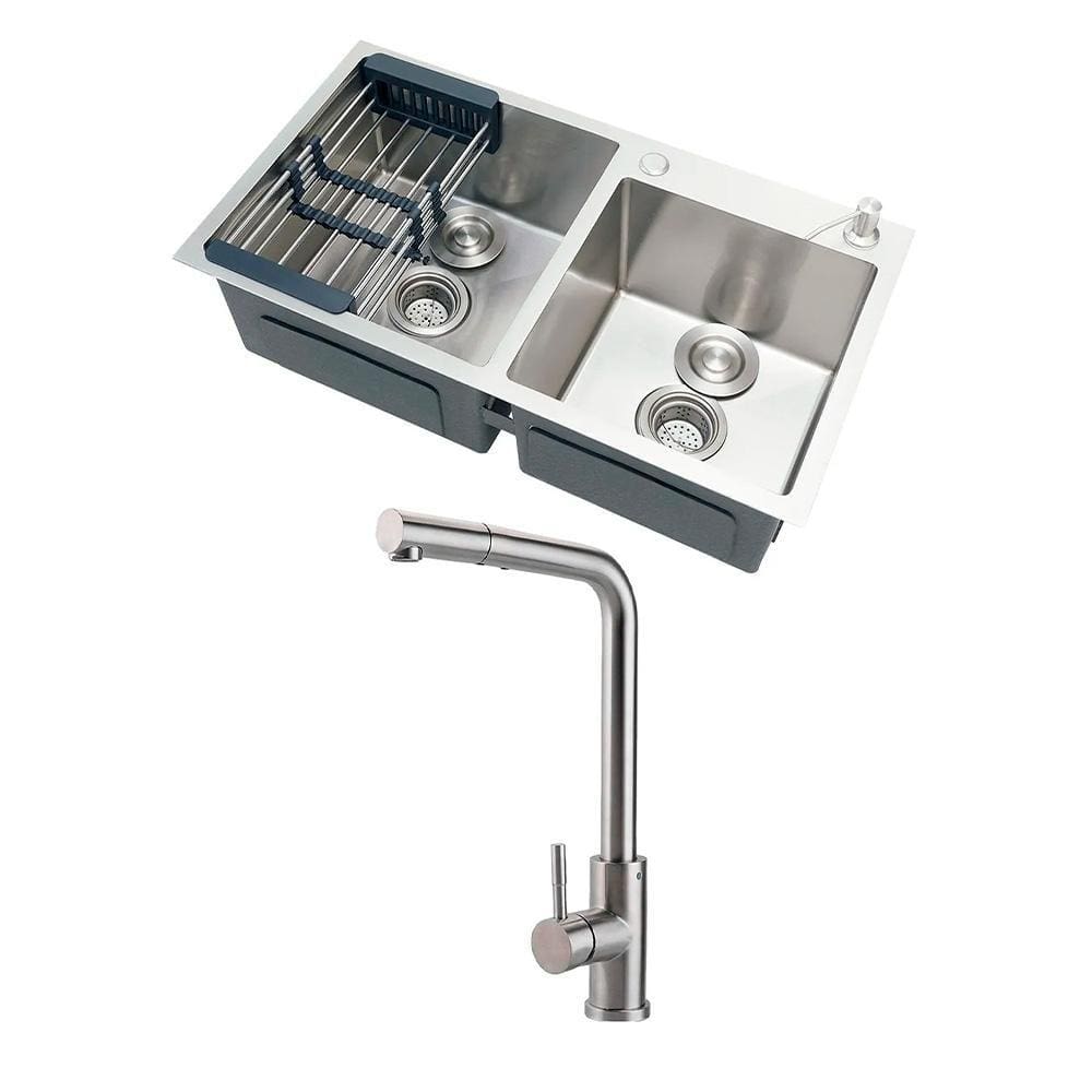 Kit Cuba para Cozinha Awá e Torneira Misturador Monocomando Extensível Gurupi - Prata