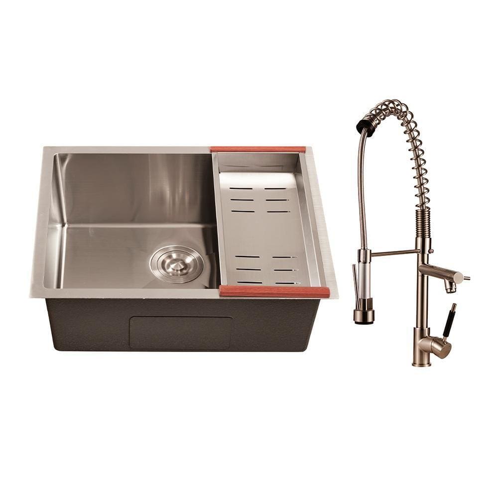 Kit Cuba para Cozinha Terena 58 cm e Torneira Misturador Monocomando Extensível Ituí - Prata