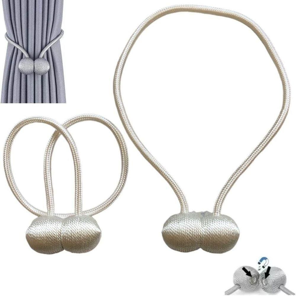 Kit 2 Prendedores De Cortina Magnético Presilhas Cor Branco