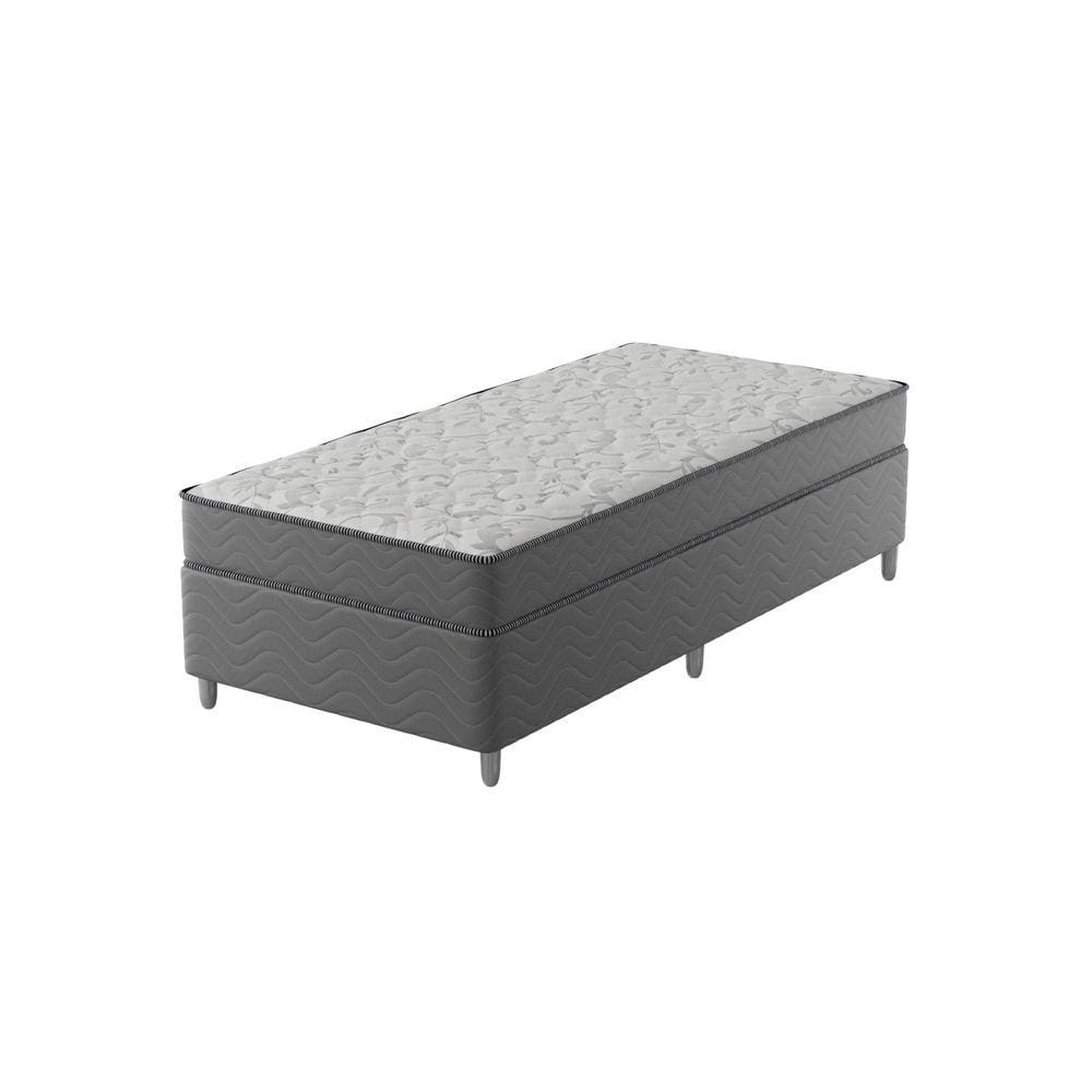 Cama Box Solteiro D33 Of 108x198x0,42 Cinza/Branco