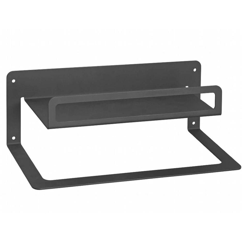 Toalheiro com Prateleira Cinza de Parede Suporte Porta Toalha Pendurador Decorativa