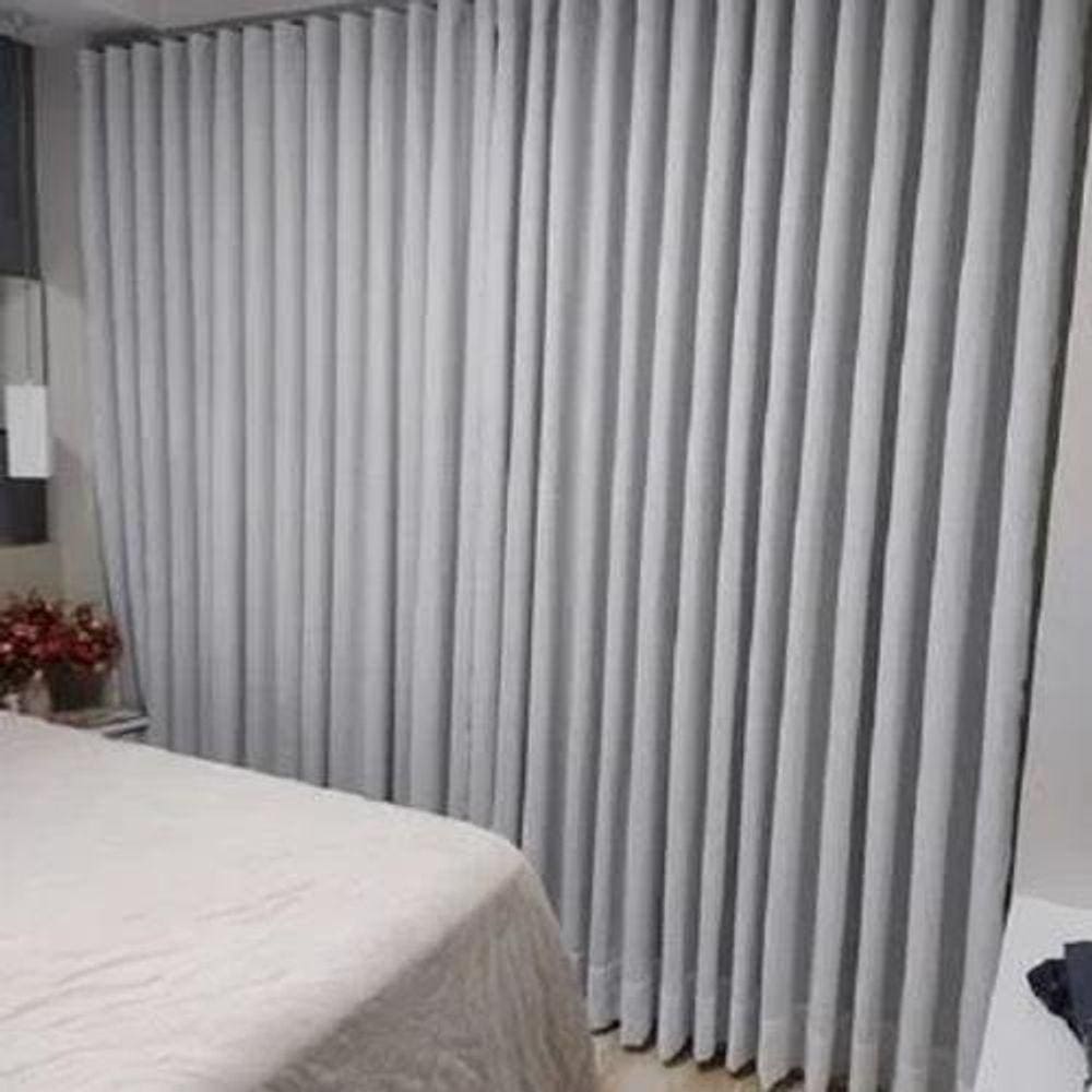 Cortina Trilho Suiço Blackout Gelo Com Voil 6.00 X 2.60