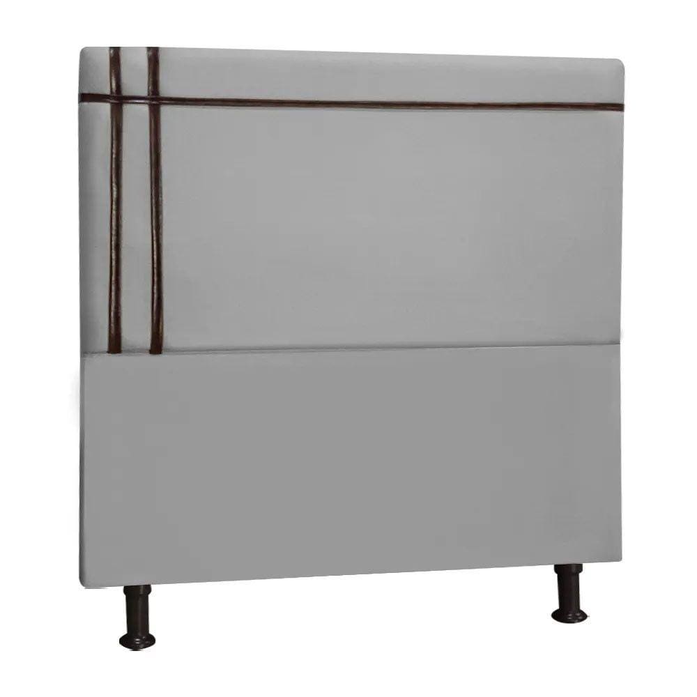 Cabeceira Estofada Royal em Madeira de Eucalipto 90cm Linho com Fita Marrom Claro Shop das Cabeceiras
