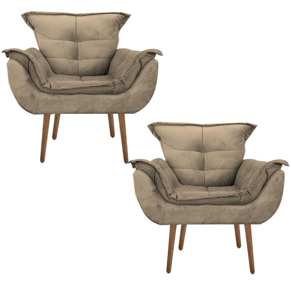 Kit 2 Poltronas Opala Decorativa Amamentação Sala Quarto Escritorio Capuccino
