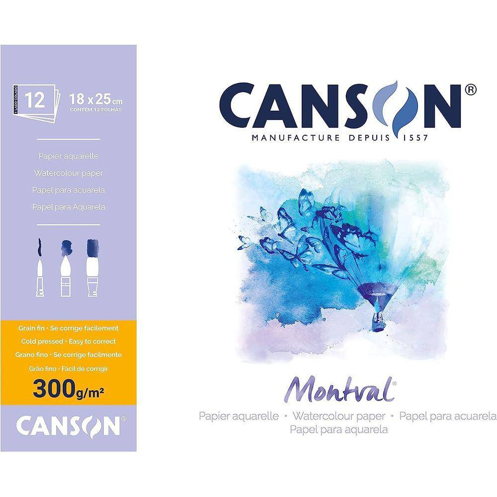 Bloco Aquarela Montval 12 Folhas 300g Canson
