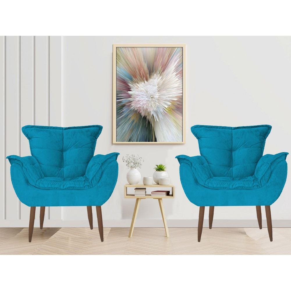 Kit 2 Poltronas Opala Decorativa Sala Quarto Escritorio Turquesa