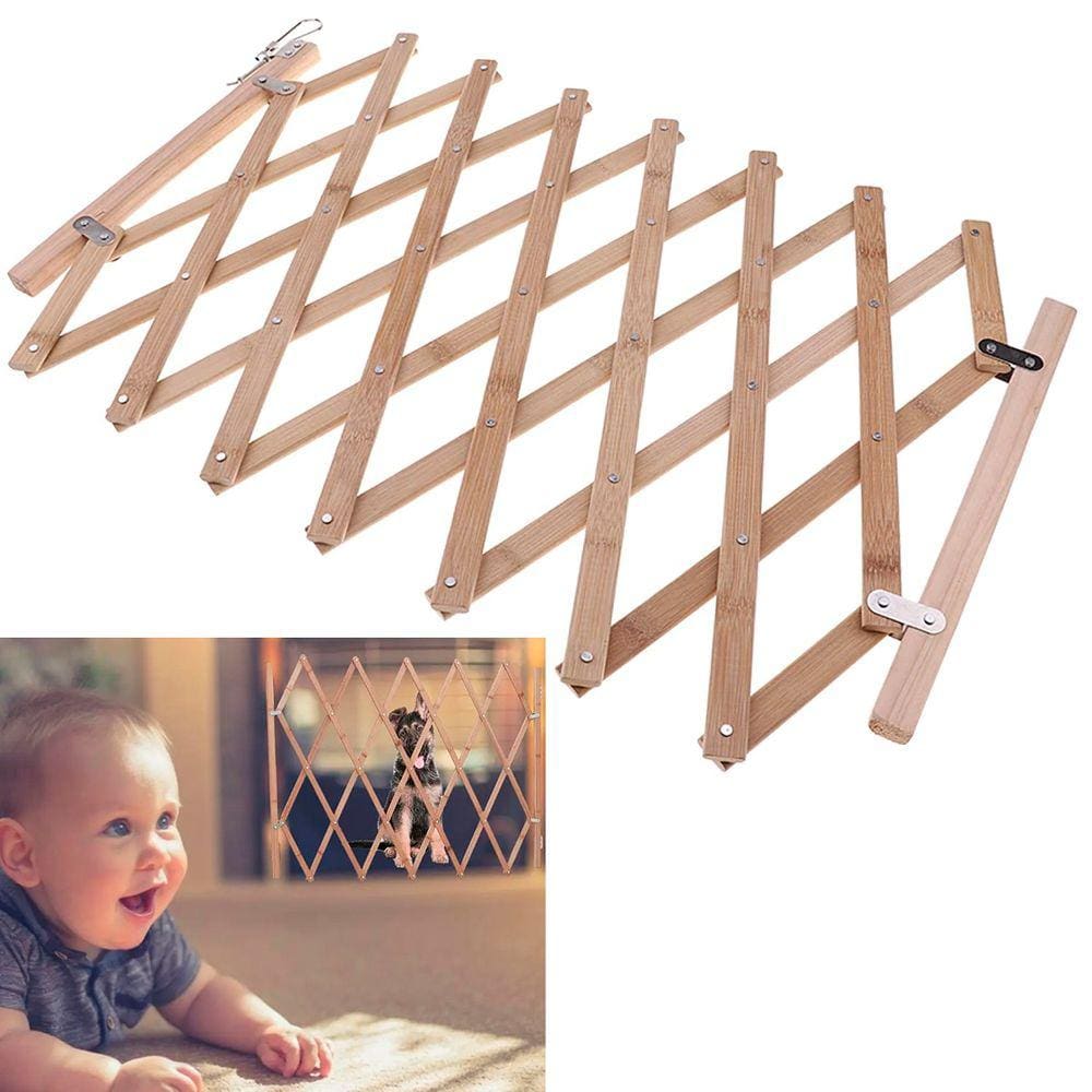 Portao Retratil Bambu Cachorro Pet Gato Criança Bebe Grade Safonada Ajustavel Cercado Resistente Previne Acidentes