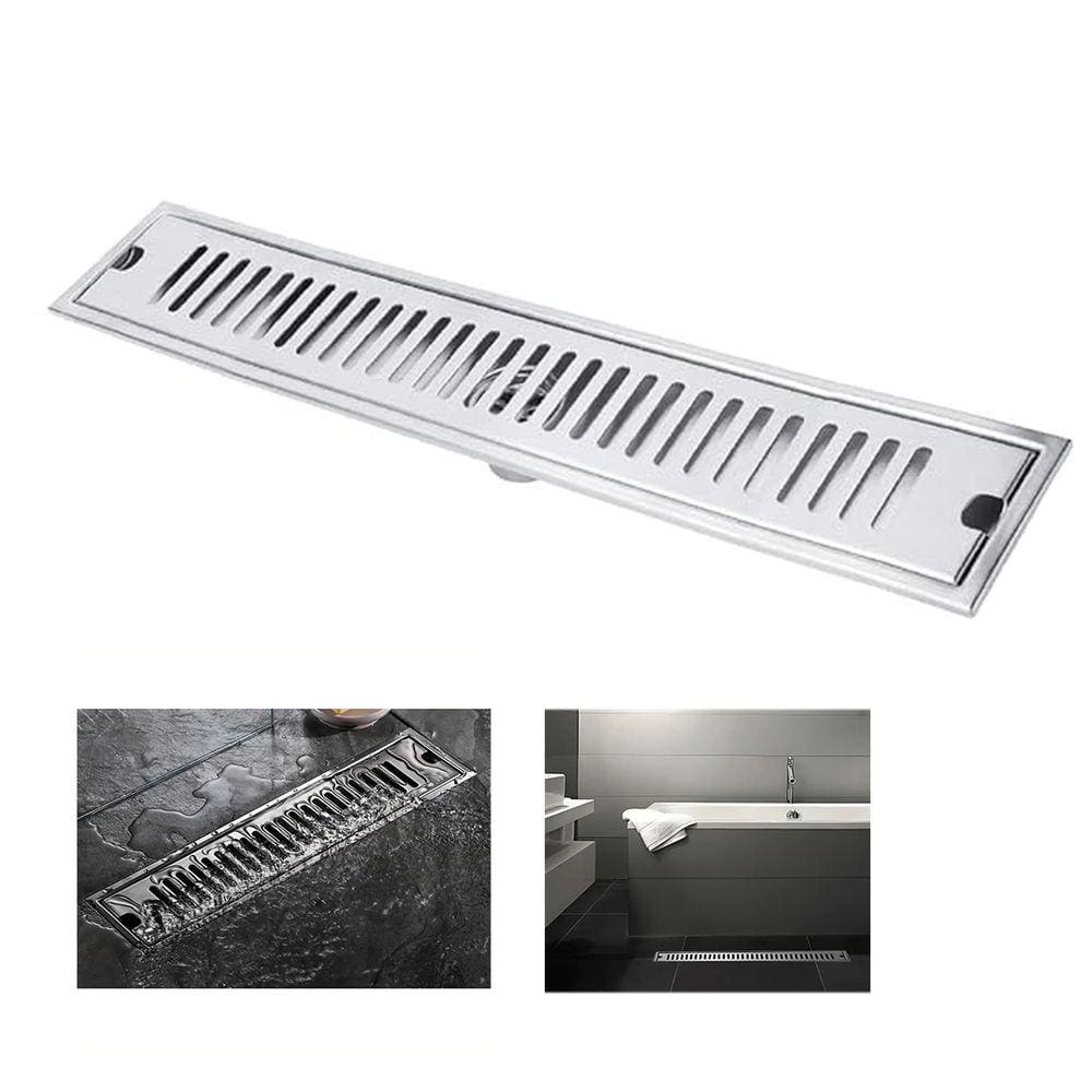 Ralo Linear Inox 40cm Banheiro Lavabo Area Externa Anti Odor Anti Inseto Piscina Quintal Seguro