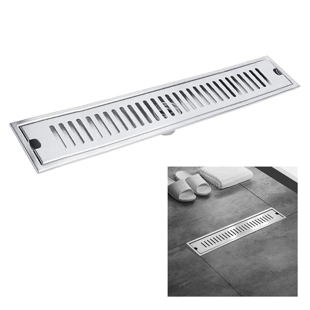 Ralo Linear 40cm Inox Banheiro Area Externa Anti Odor Anti Inseto Lavabo Quintal Piscina Higienico Resistente Seguro