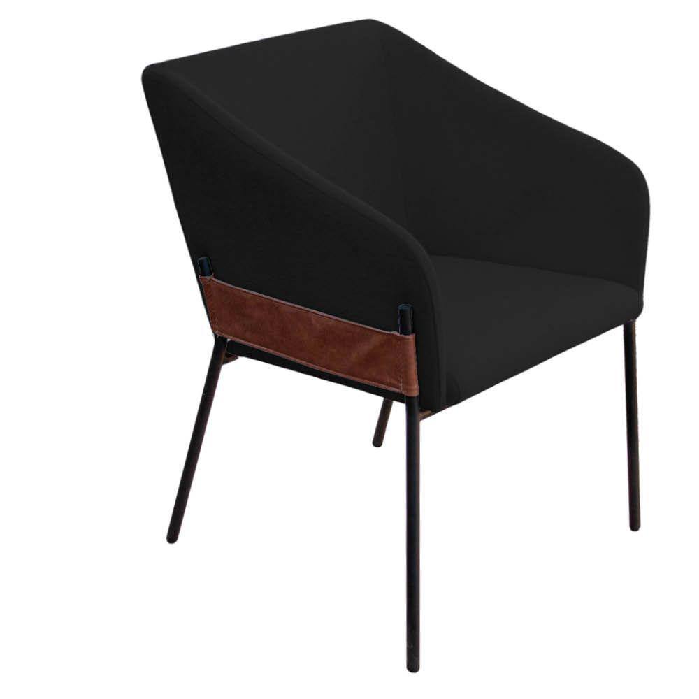 Poltrona Decorativa Jobim Pés De Ferro Preta Bouclé Preto - Montanaris Decor