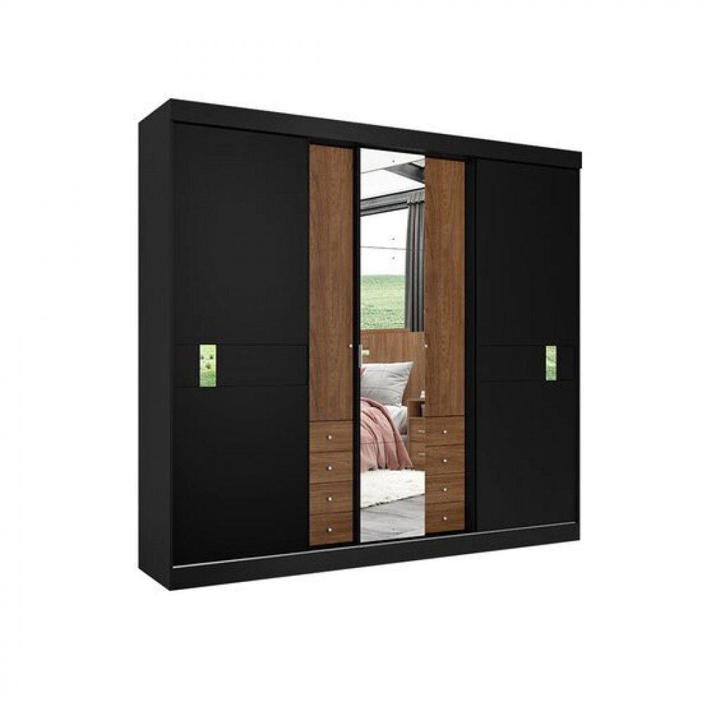Guarda-Roupa 5 Portas 8 Gavetas THB Sognare Glass