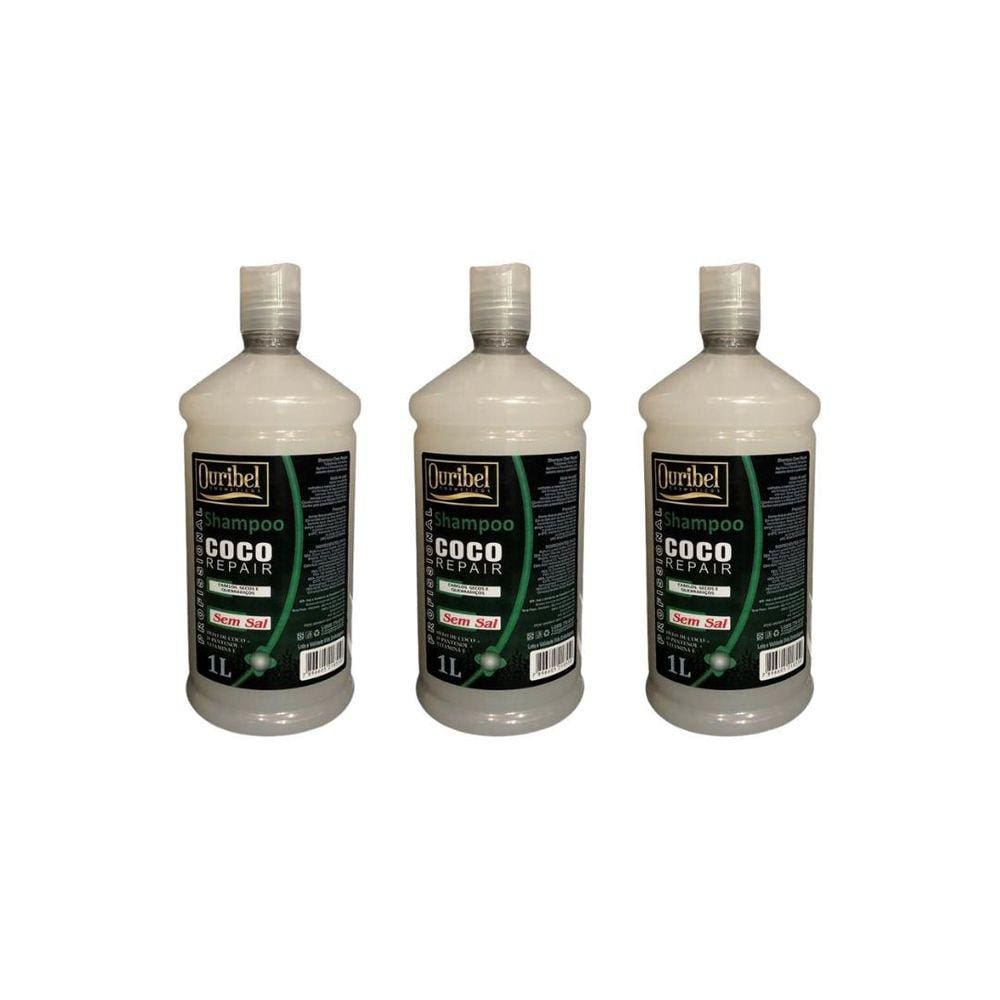 Shampoo Ouribel 1000Ml Coco Repair - Kit C/3Un