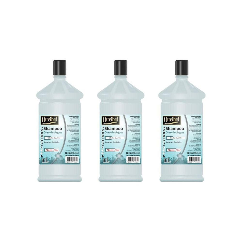 Shampoo Ouribel 1000Ml Oleo De Argan - Kit C/3Un
