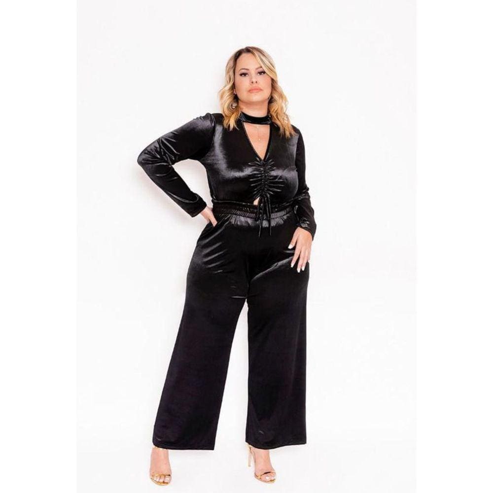Conjunto Feminino Plus Size Veludo Brilhoso