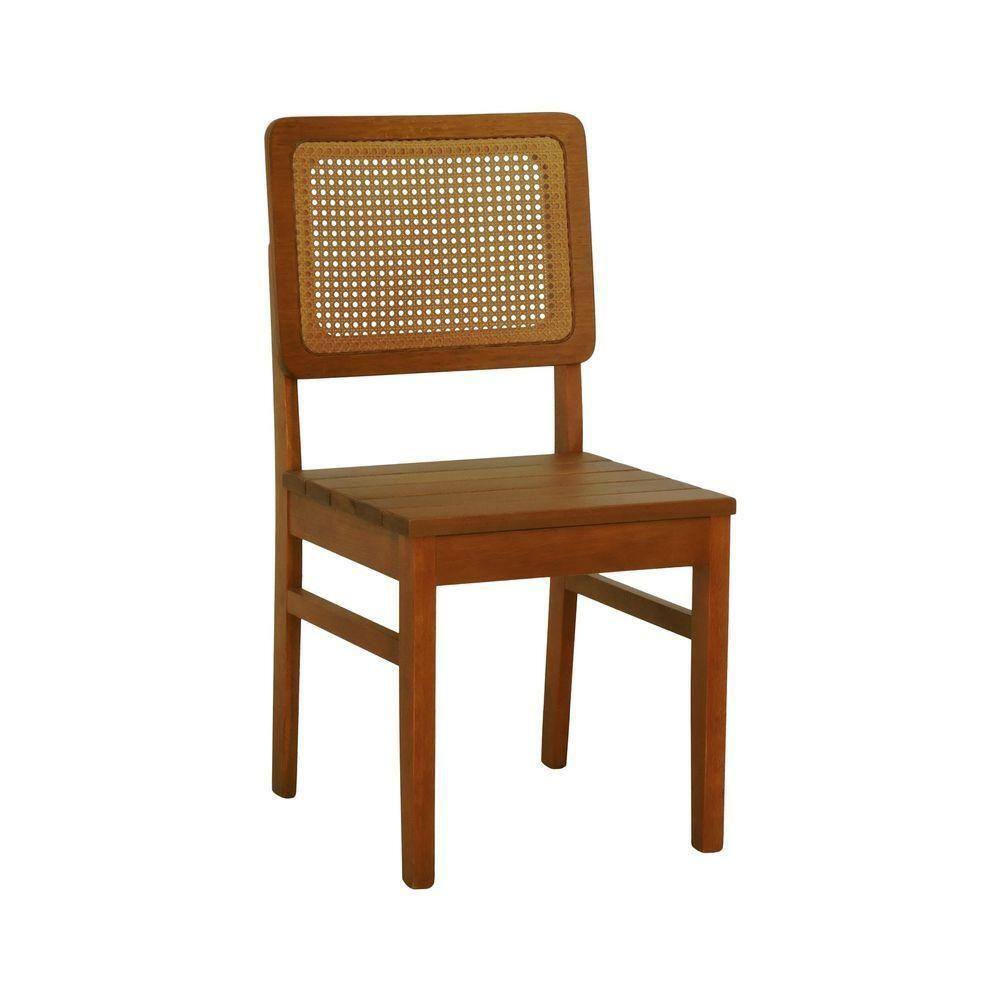 Cadeira Lyon Madeira Maciça Encosto Telinha Amêndoa - Amêndoa Assento Ripado Amêndoa