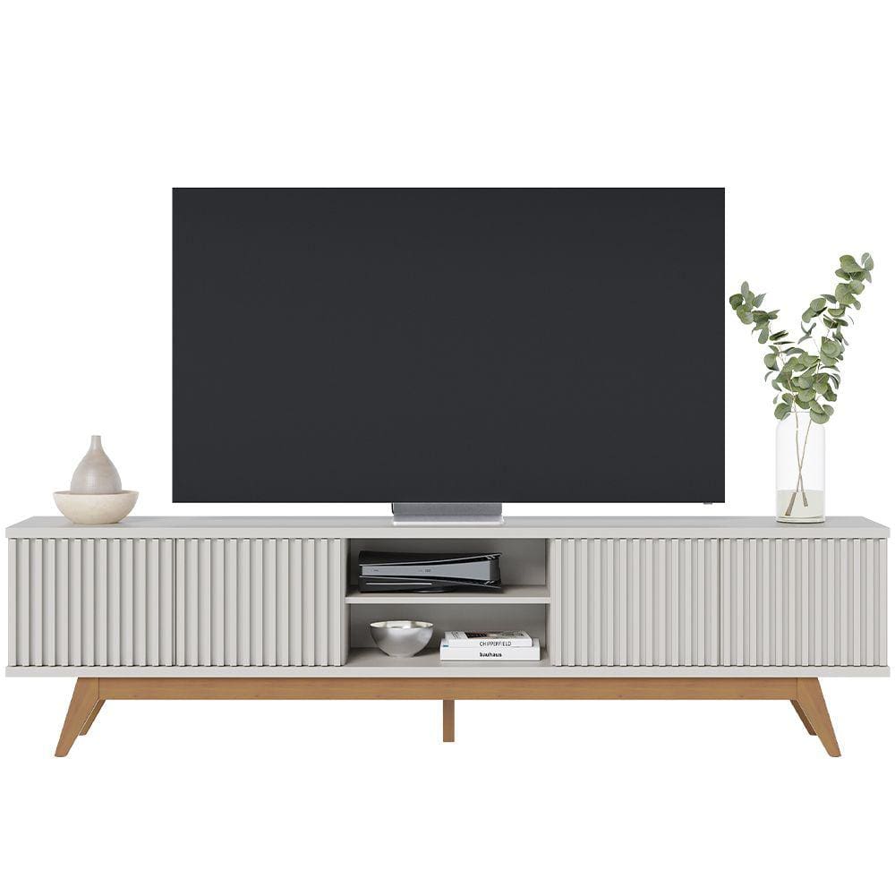 Rack para Sala De Estar TV 75 Pol 218cm Aracaju C04 Off White Matte - Lyam Decor