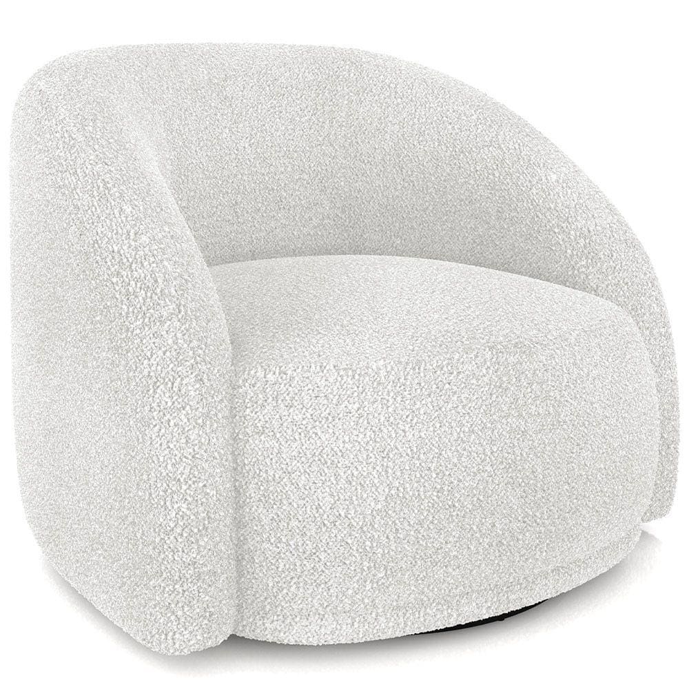 Poltrona Decorativa Giratória Angelina M03 Bouclê Branco - Lyam Decor