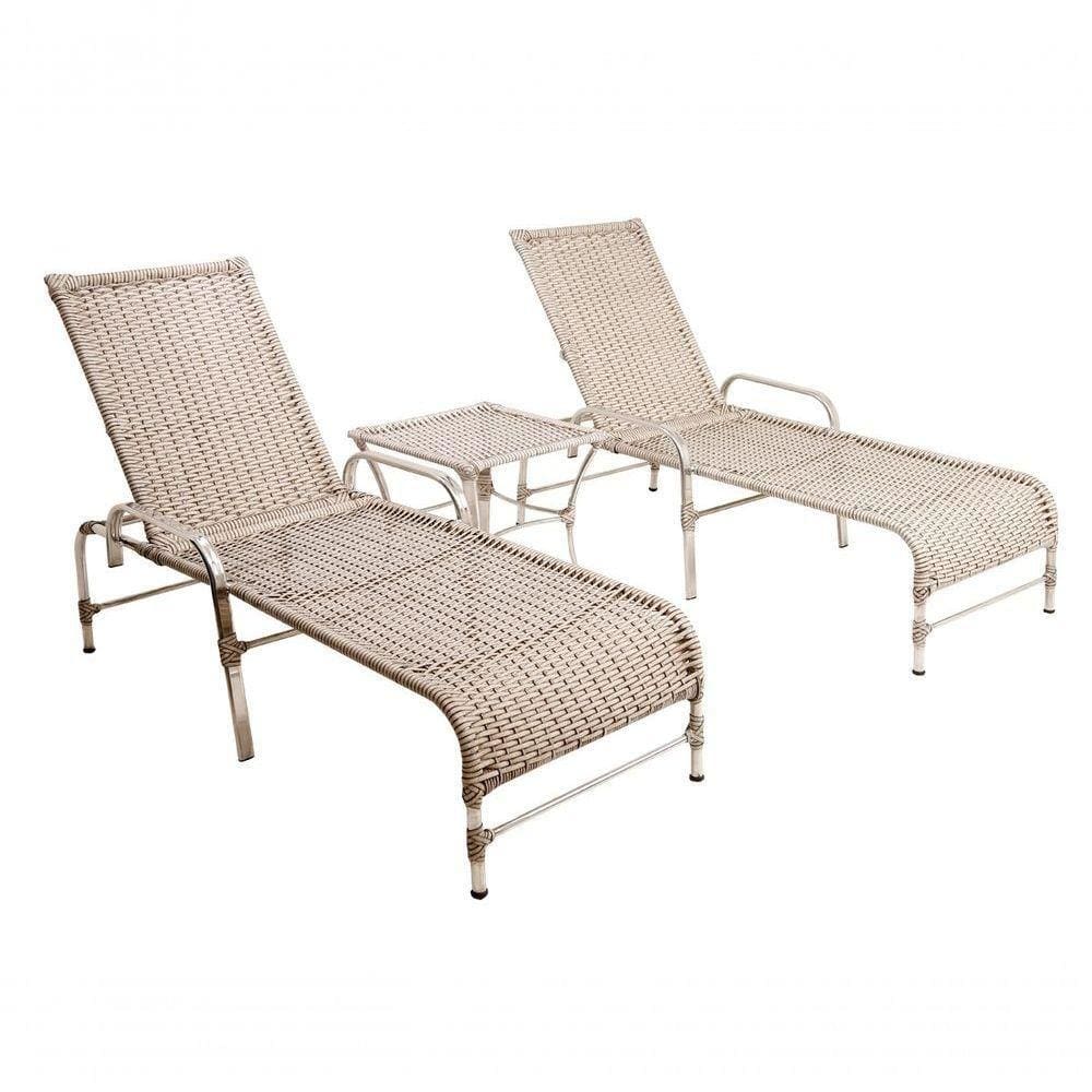 2 Espreguiçadeiras Esteira e 1 Mesa de Centro Garden Mármore