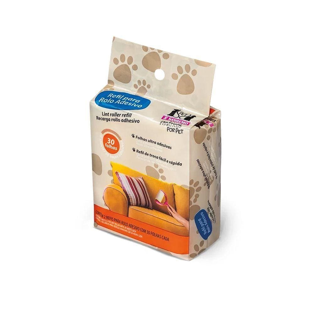 Refil Para Rolo Adesivo Para Pelos Pet 30fls 2pçs - Sanremo