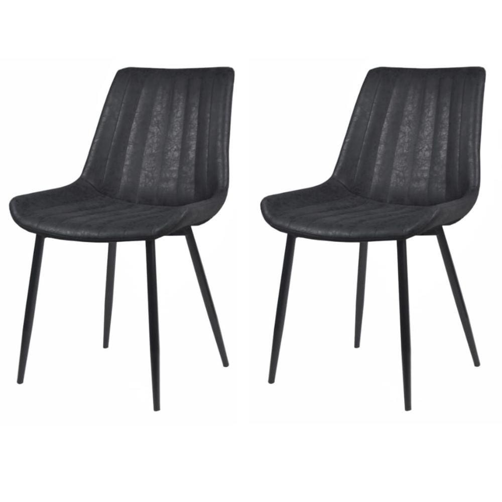 Kit 2 Cadeiras Taina Rivattis Poliuretano (Pu) Preto Base Em Aço