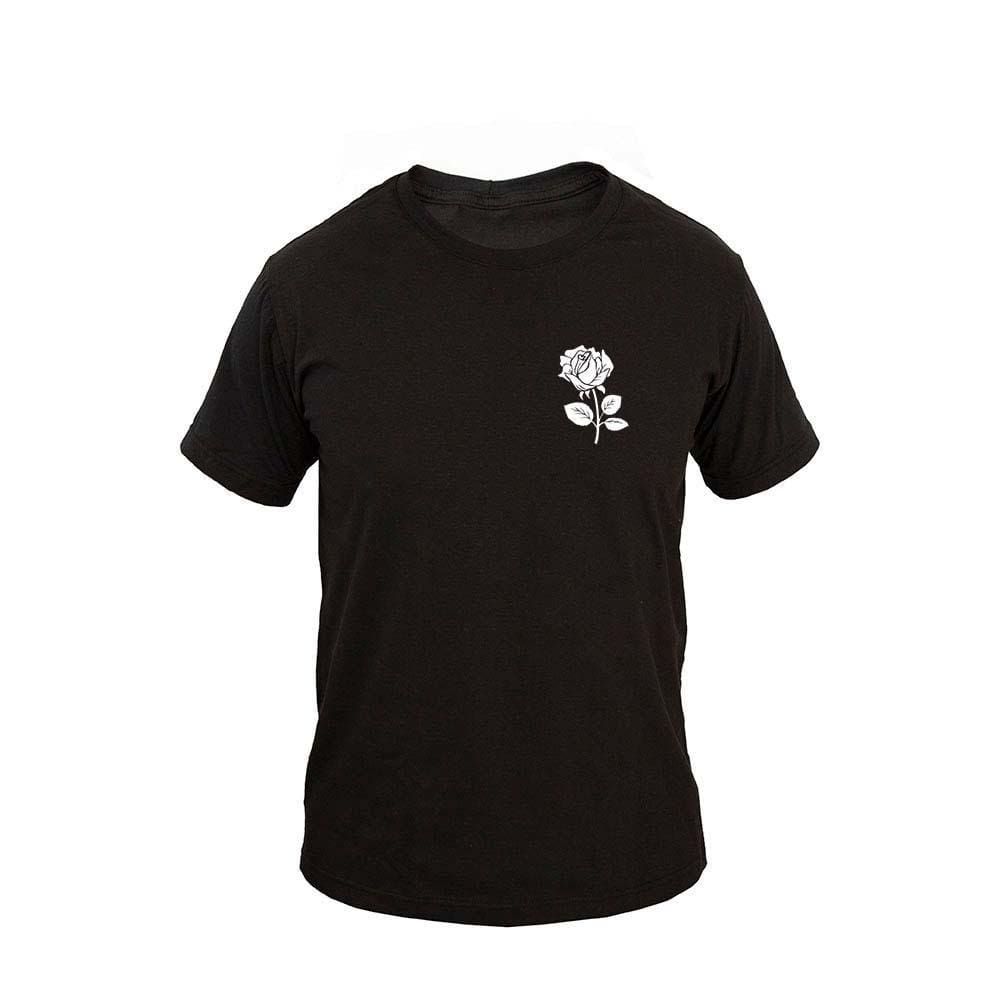Camiseta Masculina Algodão Manga Curta Estampa Flor Casual