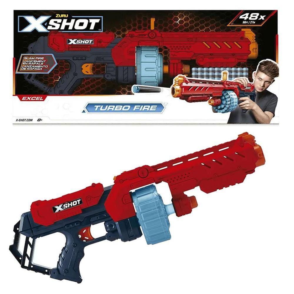 Lançador de Dardos X Shot Turbo Fire Red com 48 Dardos