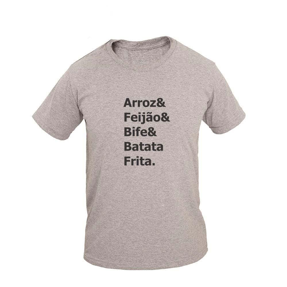Camiseta Masculina Algodão Manga Curta Arroz Feijão Casual