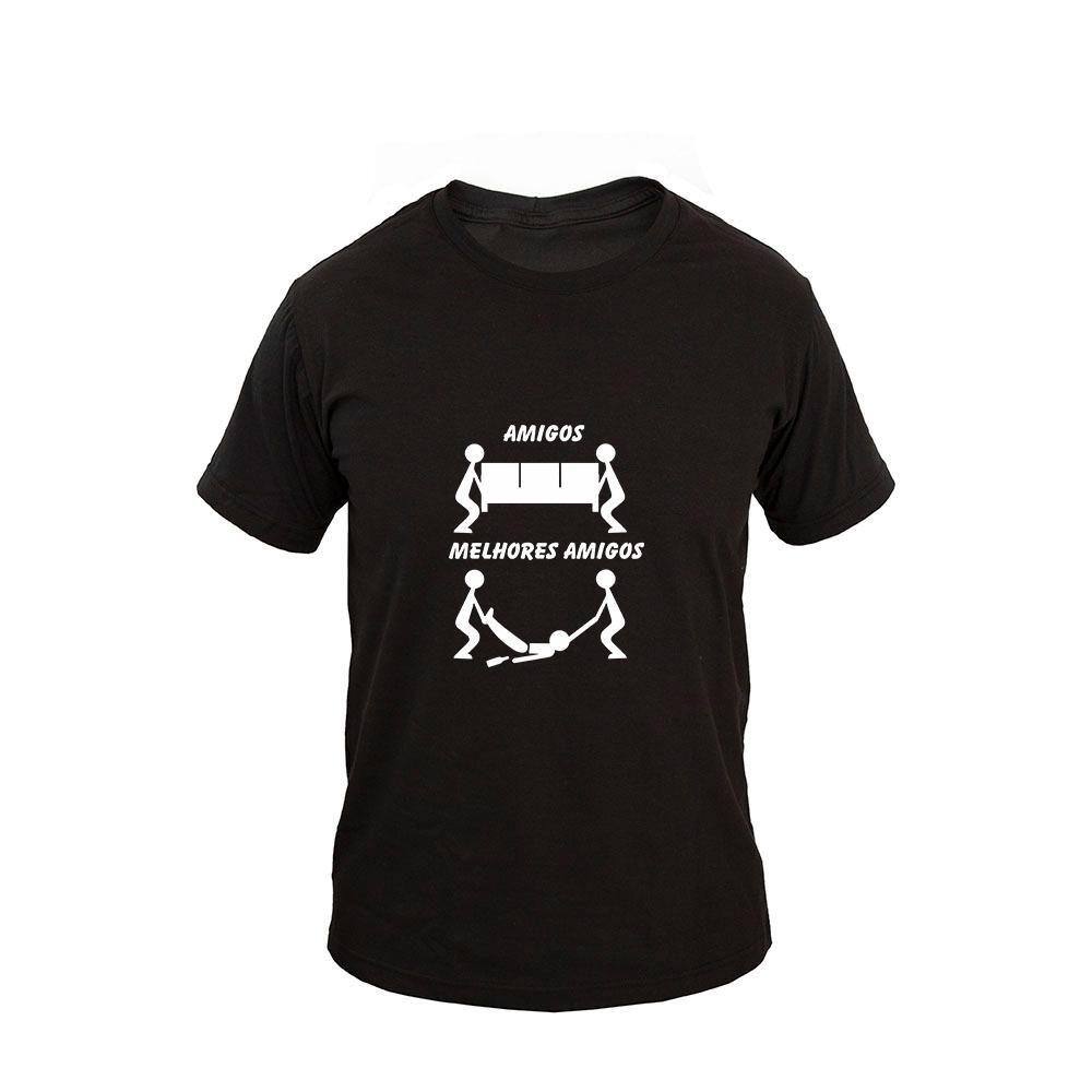 Camiseta Masculina Algodão Manga Curta Melhores Amigos