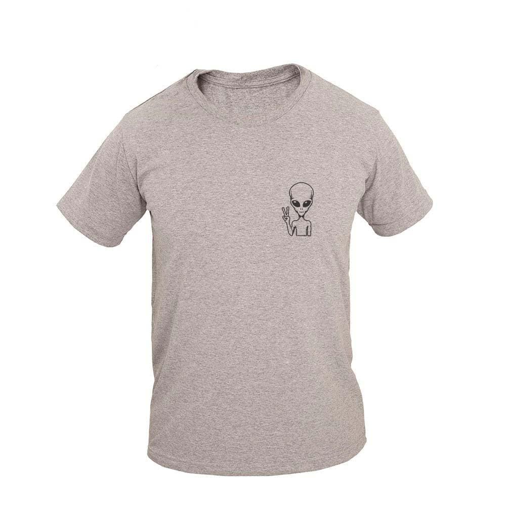 Camiseta Masculina Algodão Manga Curta Paz e Amor Casual