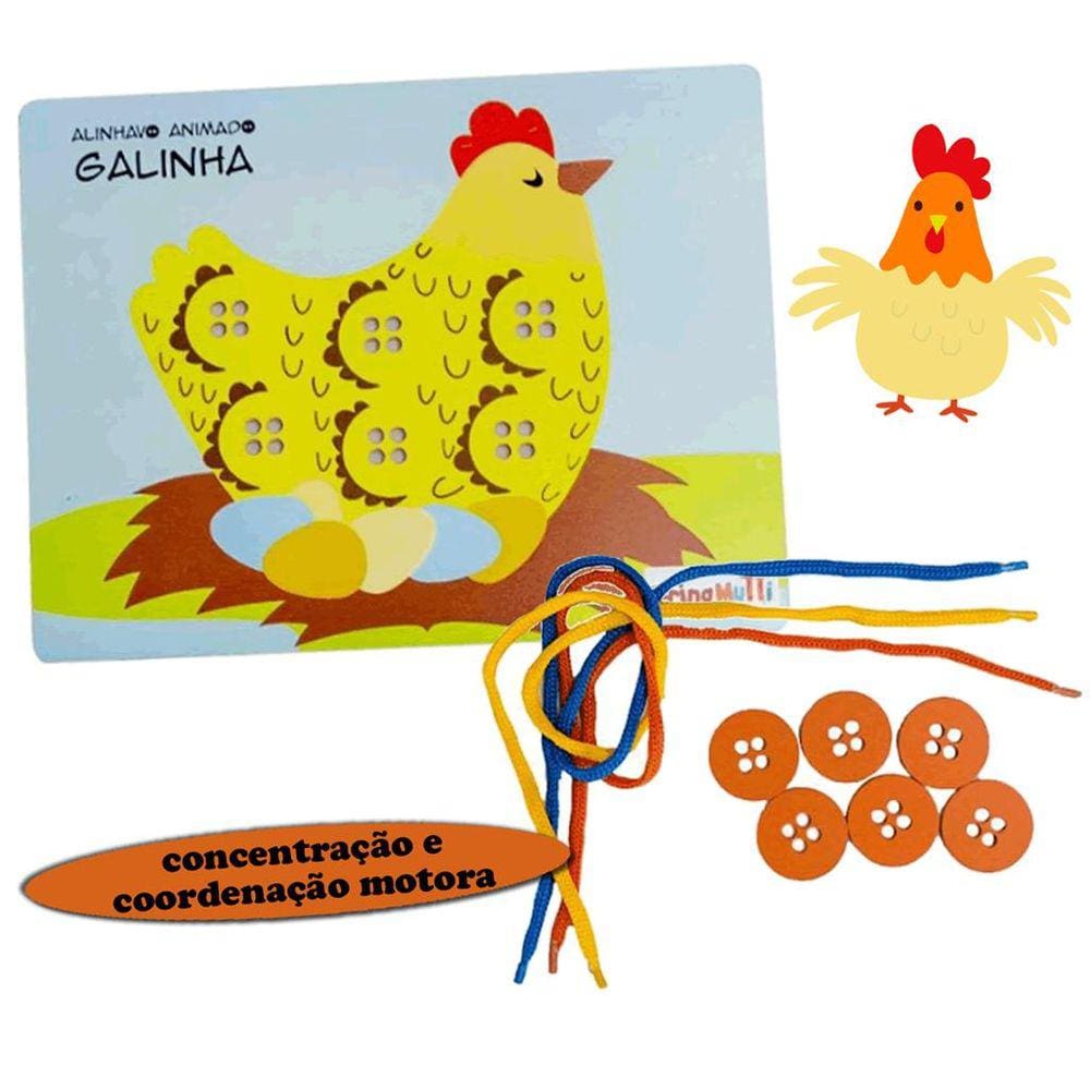 Brinquedo Educativo Alinhavo Educação Infantil Galinha