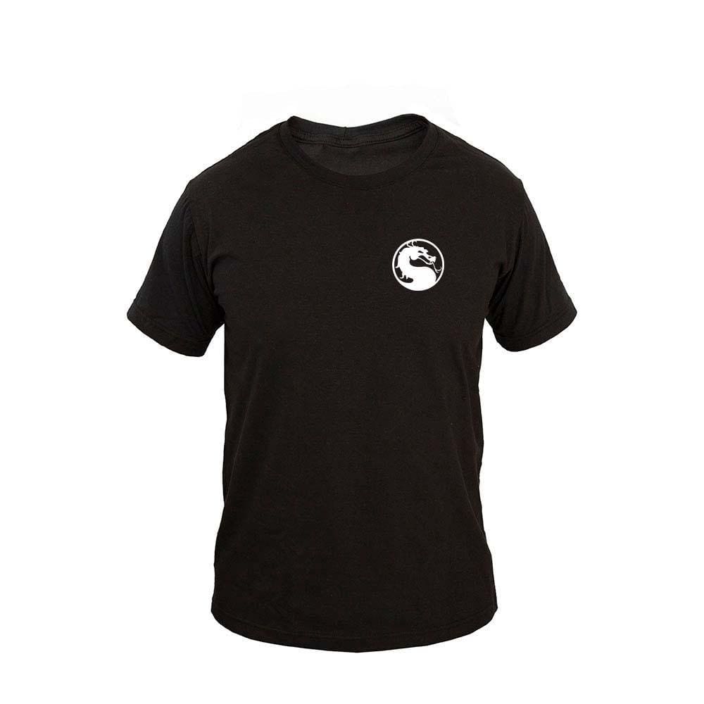 Camiseta Masculina Casual Algodão Manga Curta Estampa Dragão