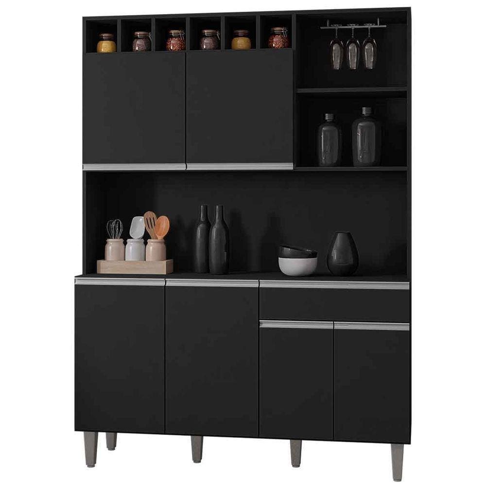Kit De Cozinha Aline 6 Portas E 1 Gaveta Preto