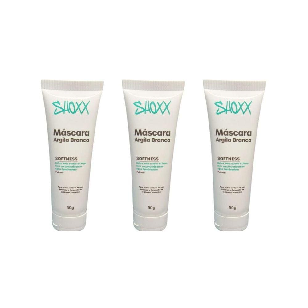 Mascara Facial Shoxx Argila Branca 50G - Kit C/3Un
