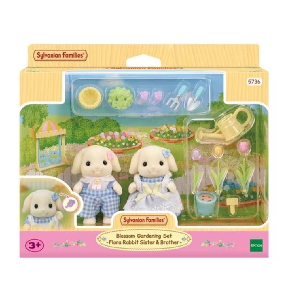 Conjunto De Jardinagem - Irma & Irmao Coelhos Flor - Sylvanian Families