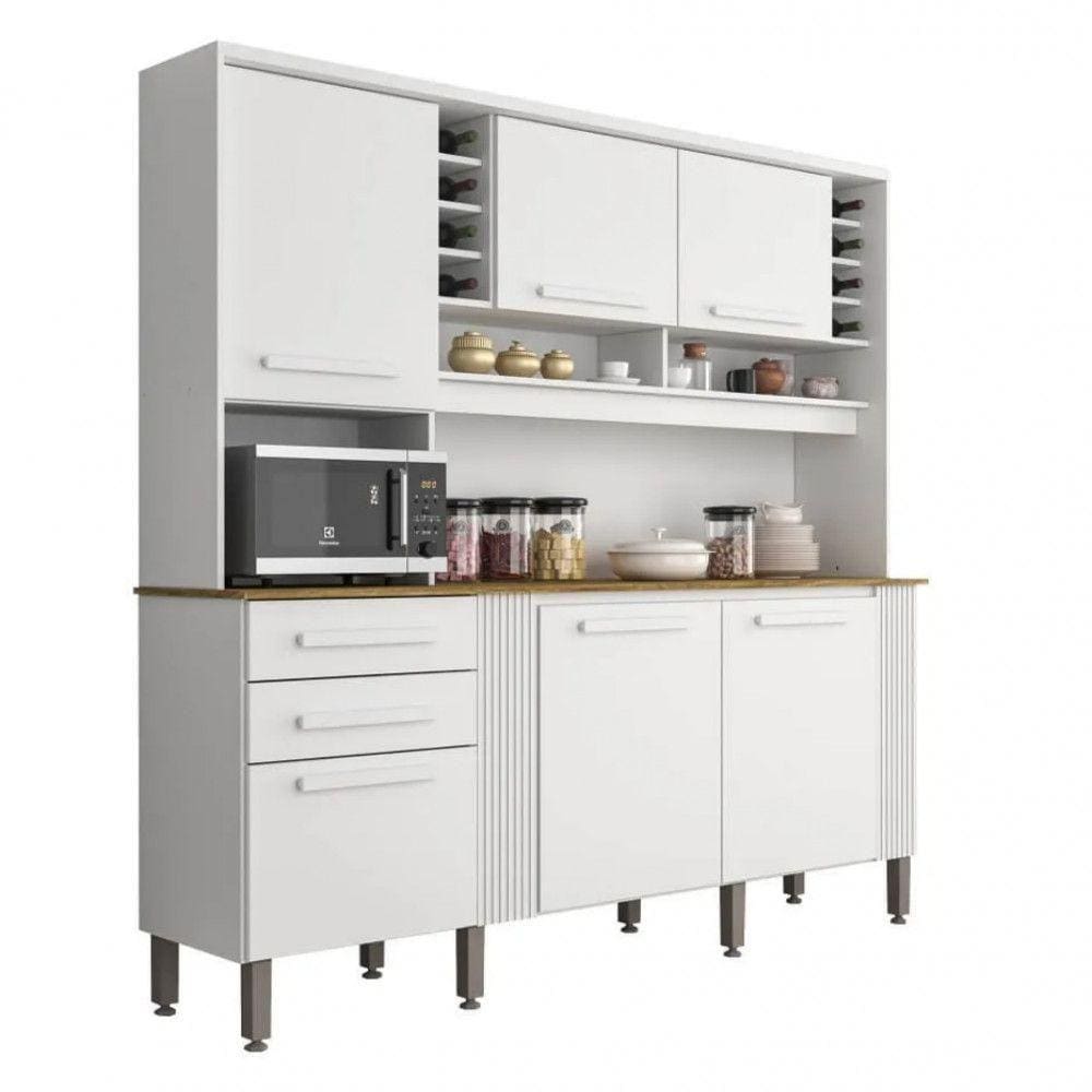 Armário De Cozinha Completo Catar 6 Portas 2 Gavetas Nicho Branco