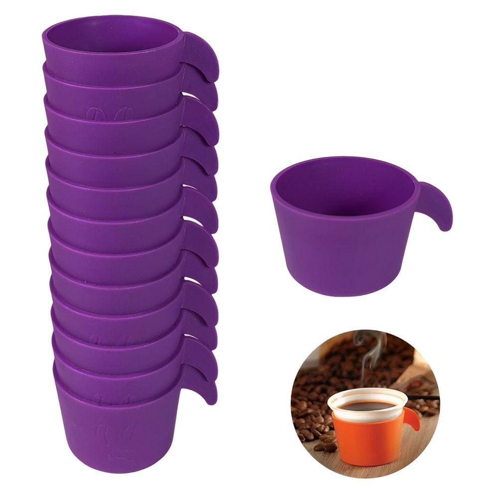 Conjunto Copete 12 Porta Copos Descartável Cantinho Do Café Em Plástico Roxo - AMZ