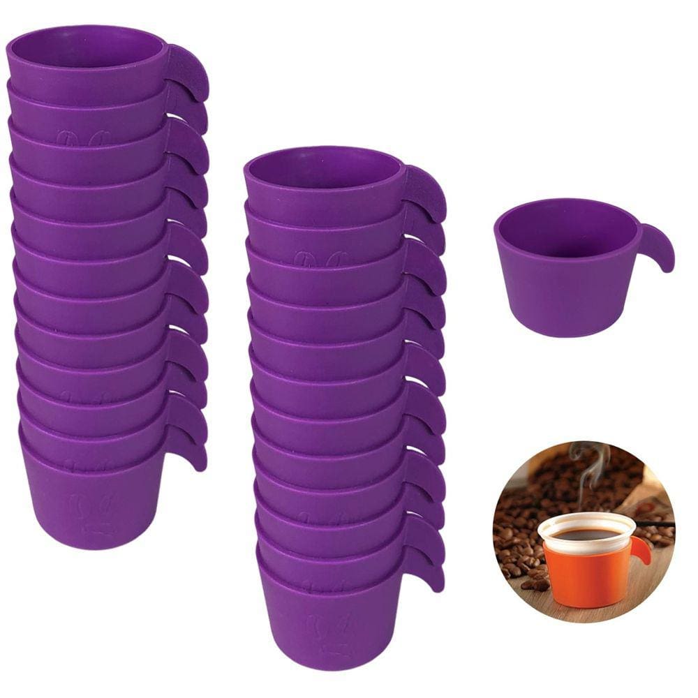 Conjunto Copete 24 Porta Copos Descartável Cantinho Do Café Em Plástico Roxo - AMZ