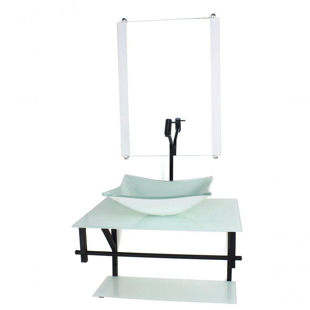 Gabinete De Vidro Para Banheiro 60cm Cuba Branco Full