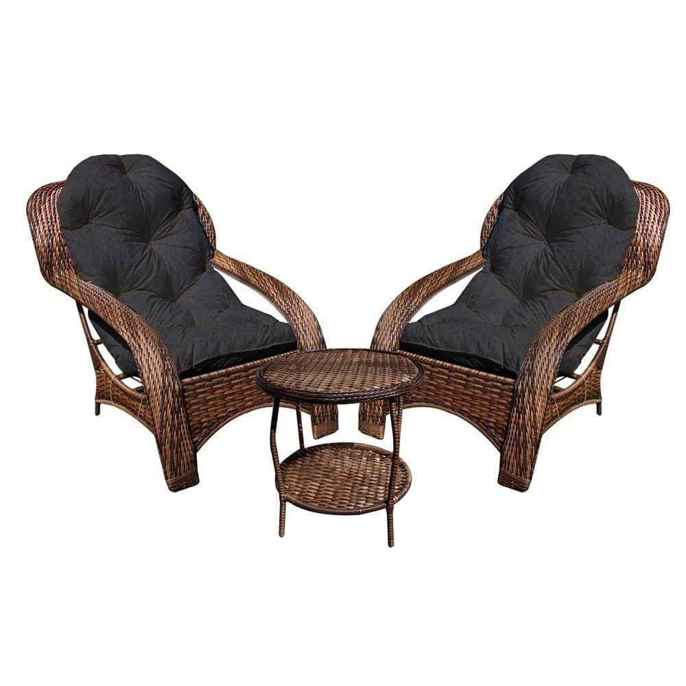 Conjunto De 2 Poltronas + Mesa De Centro Preto