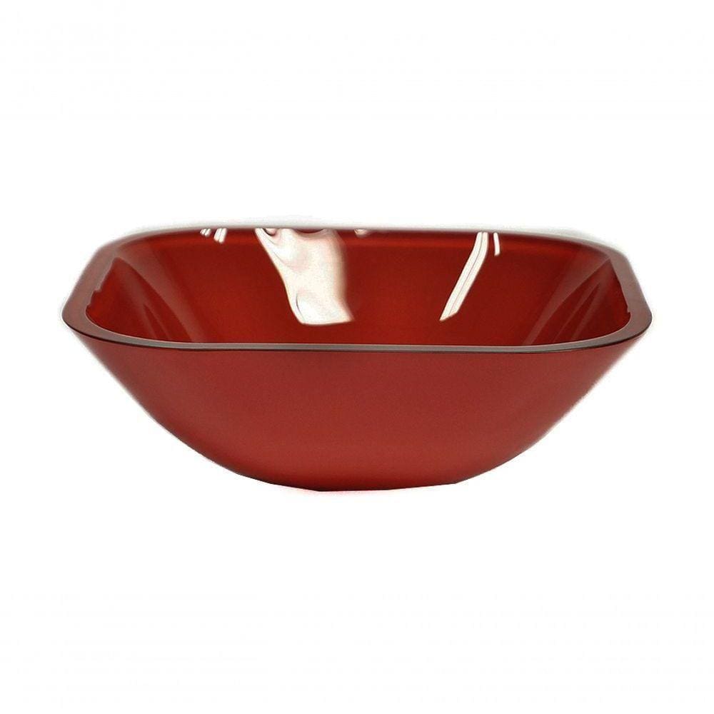 Cuba de Vidro Quadrada 35cm Vermelho Cereja