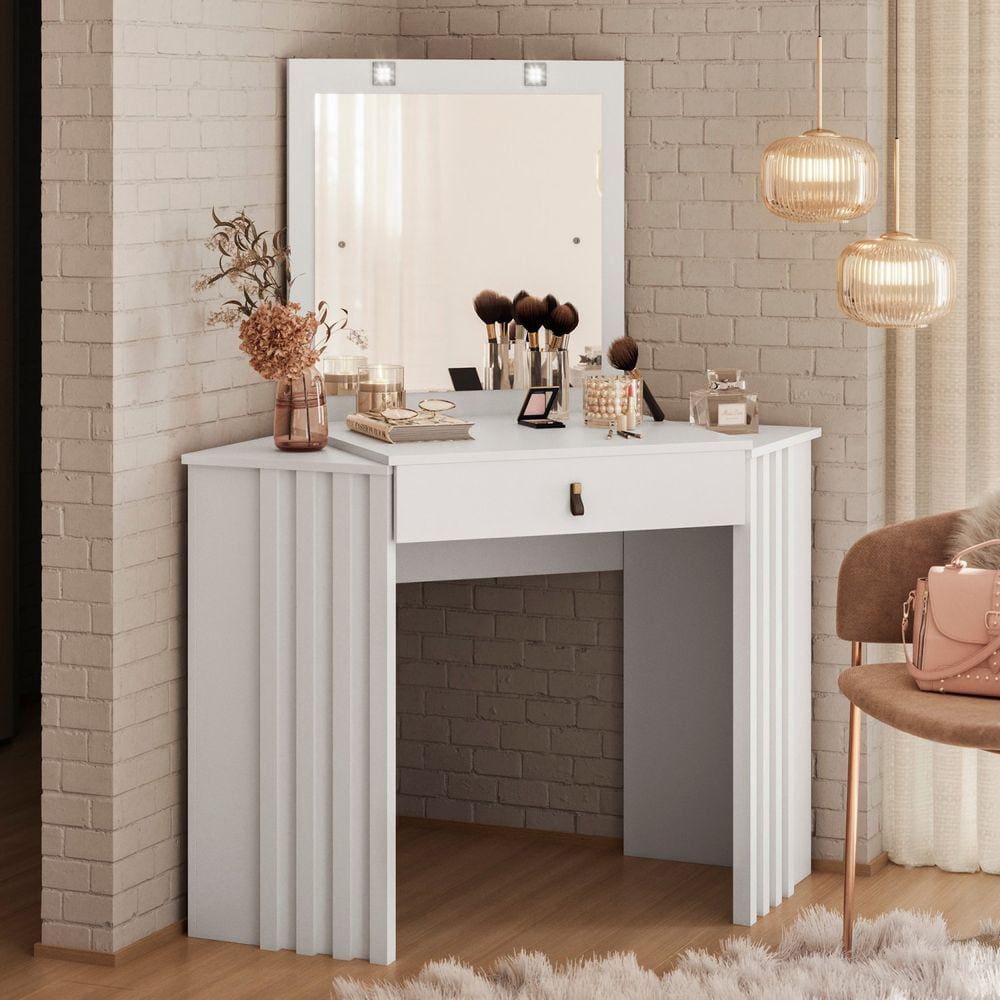 Penteadeira Camarim de Canto Glitter Branco