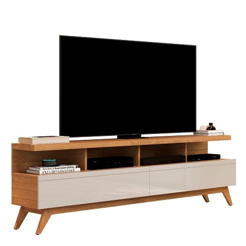 Rack Para TV Até 65 Polegadas Vivare 1.6 Wood Nature/Off White - JLAR Móveis