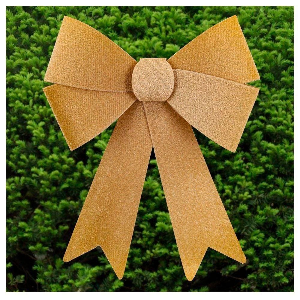 Kit 2 Enfeites árvore Natal Laço Dourado Veludo 27cm