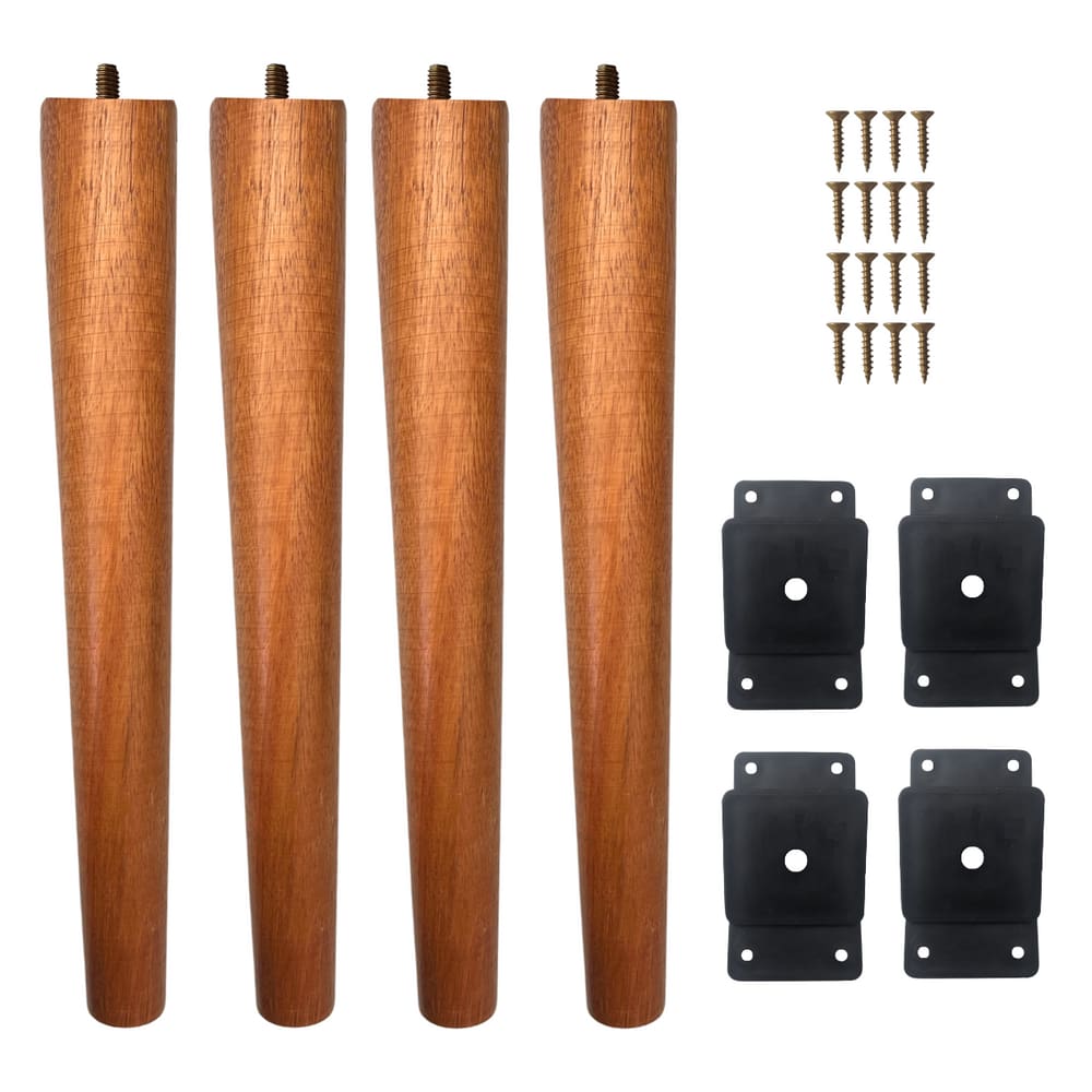 Kit 4 Pés Palito De Madeira Maciça Com Chapinhas De Nylon