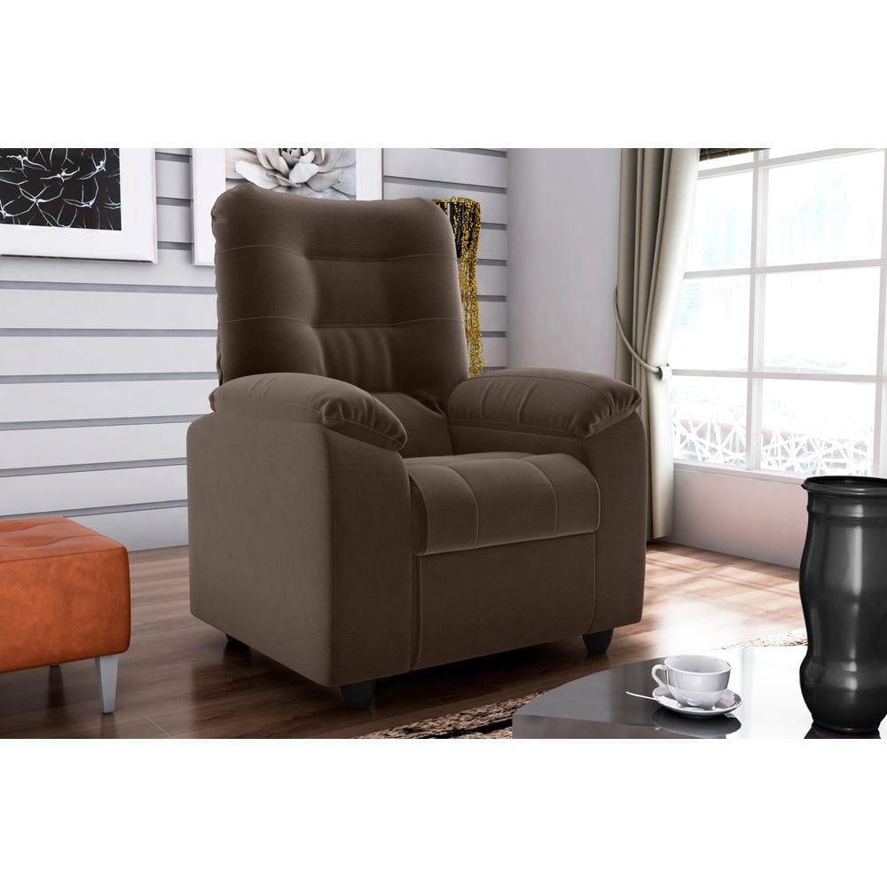 Poltrona Reclinável MX61 Onix Veludo Marrom E426 - Matrix